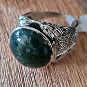 Ocean Jasper 925 Fine Solid Sterling Silver Ring Size 9 Genuine GemStone Stone - Picture 1 of 14