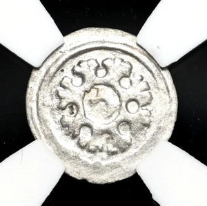 HUNGARY. Bela IV. 1235-1270. Silver Obol, Hebrew letter (Chet), NGC AU58 - Picture 1 of 4