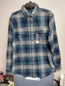Nwt George Meb Flannel Shirt Blue Grey Soft M - Picture 1 of 1