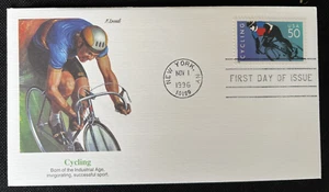 3119 Cycling (Blue Background) Fleetwood FDC Nov 1 1996 New York NY - Picture 1 of 2