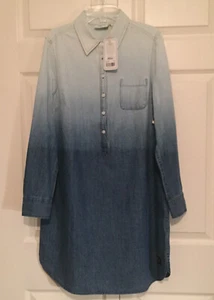 HIHO Shirt Dress Women’s Sz M Ombre Dip Dye Chambray Multi Blue Denim $89 NWT - Picture 1 of 7