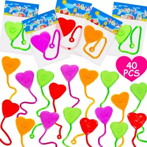 40 Pcs Valentine Exchange Gift Sticky Hands Heart for Kids Goodie Bag Stuffer Se - Picture 1 of 12