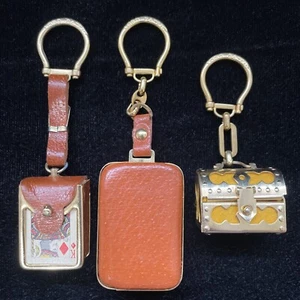 VTG Lot of 3 Lord Patent Suitcase Chest Playing Cards Key Chain Made In Italy F1 - Picture 1 of 13