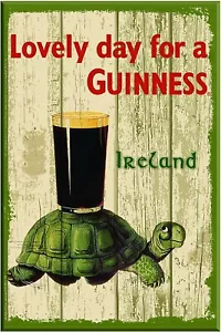 Nostalgic Guinness Wooden Sign with Tortoise & Pint & Lovely Day For a Guinness - Picture 1 of 1