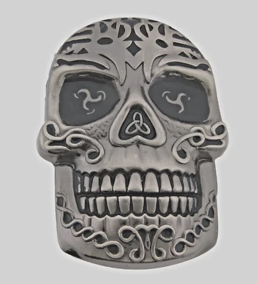 Skull Belt Buckles Tribal Metal Vintage Antique Halloween Party Costume Skeleton - Image 1 of 4