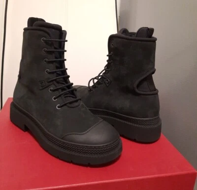 1495$ SALVATORE FERRAGAMO WOMENS  BLACK SUEDE COMBAT BOOTS SZ:US 7.5/38 EU - Image 1 of 4