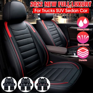 Deluxe PU Leather Car Seat Cover Full Set 5-Seat Front Rear Protector Universal - Bild 1 von 16