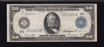 US 1914 $50 FRN Philadelphia District FR 1035 VF-XF (630) - Image 1 of 2