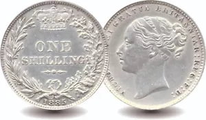 1885 Victoria Silver One Shilling Coin Great Britain - Picture 1 of 4