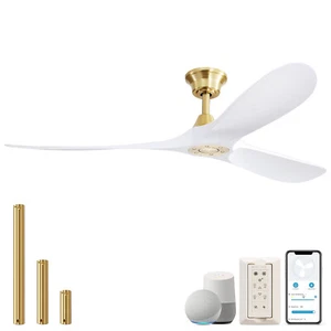 Smart Nickel/Gold Ceiling Fan with APP/Voice/Phone Control 6 Speed Google/Alexa - Picture 1 of 32