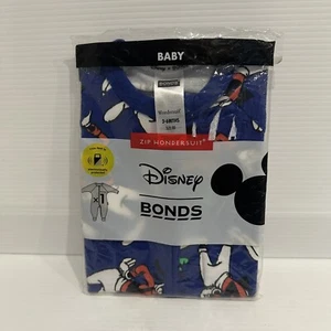Bonds Baby Disney Size 00 3-6m Zip Wondersuit Goofy Blue Mickey Friend Romper - Picture 1 of 5