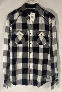 Guess Black and White Checker Long Sleeve Button-up Size L - Picture 1 of 13