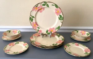 Franciscan Earthenware Desert Rose Dinner Plates Dessert Bowls USA 11 Piece - Picture 1 of 11