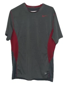 Nike Pro Combat Herren L grau gestreift tailliert Dri-Fit Kurzarm Kompression - Bild 1 von 6
