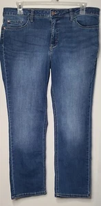 Riders blue denim spandex stretch multi pockets mid rise straight leg jeans 18P - Picture 1 of 15