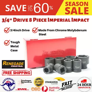 Renegade Industrial 3/4" 8 Pc Imperial Impact Socket Set chrome molybdenum - Picture 1 of 7