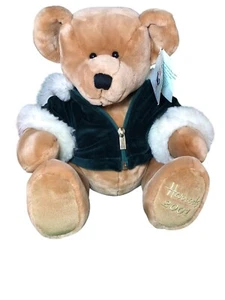 Harrods 2001 ‘Merton’Christmas Bear In Green Velour Coat Fott Dated W Tag 14” - Picture 1 of 12