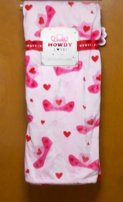 Manta de gran tamaño de lana suave rosa de San Valentín 60" x 70" sombreros de vaquera Foto 1 de 3