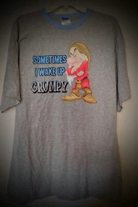 NEW GRUMPY T SHIRT SOMETIMES I WAKE UP GRUMPY sz L DISNEY 100% PRE SHRUNK COTTON - Picture 1 of 3
