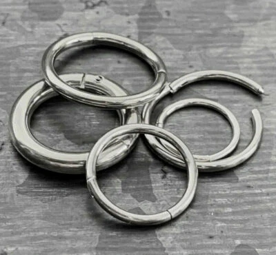 PAIR of Hinged Segment Rings Septum Clicker Hoops PVD over 316L Surgical Steel  - Image 1 of 3