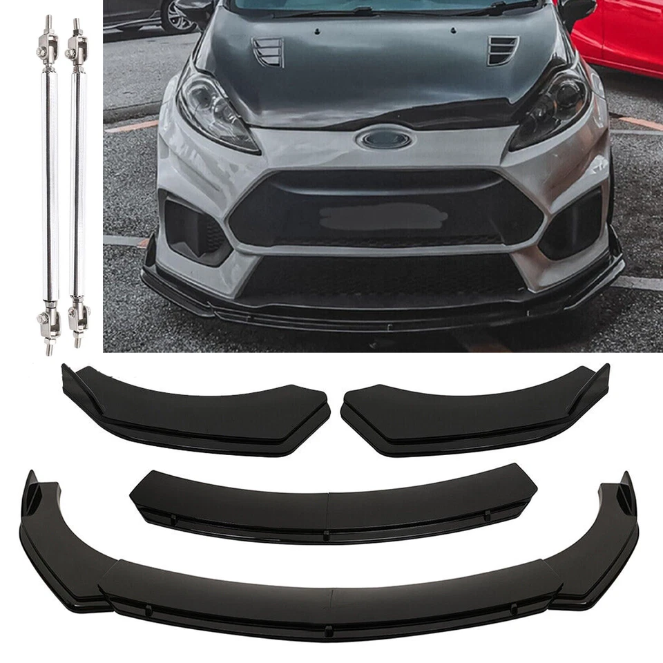 Front Bumper Lips Splitter Spoiler Body Kit +Strut Rods For Ford Fiesta C+ - Изображение 1 из 4