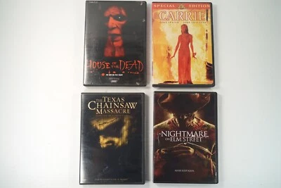 Lot Of 4  Horror Movie DVDs House Of Dead, Chainsaw Massa, Carrie, NM On Elm St - Image 1 of 4