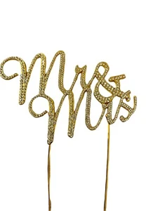 HOCHZEITSTORTE TOPPER AUSWAHL DEKORATION GOLD MR & MRS STRASS STRASS Glitzer - Bild 1 von 3