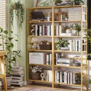 Adjustable Solid Bamboo Shelf Bookcase Storage Shelving Unit Plant Flower Stand - Picture 1 of 20