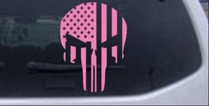 Calcomanía adhesiva rosa para ventana de camión coche bandera de Estados Unidos Punisher Skull 4X3.0 - Imagen 1 de 1