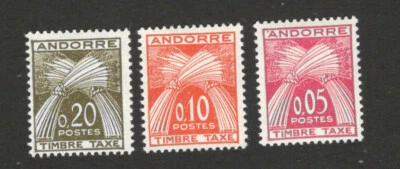 FRENCH ANDORRA  - FRANCE - 3 MH POSTAGE DUE STAMPS - 1961. - Image 1 of 2