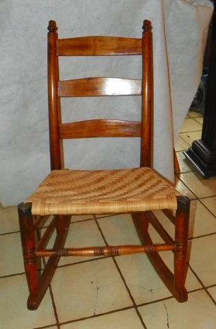 Cherry Slat Back Rush Seat Rocker / Rocking Chair   (R242) Cover