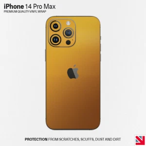 GOLD METALLIC Gloss iPhone 14 Pro Max Skin Decal Vinyl Sticker Wrap - Picture 1 of 1