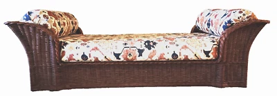 Винтажный середины века сплетенный плетеный диван или кушетка чудесная яркая обивка - Изображение 1 из 4