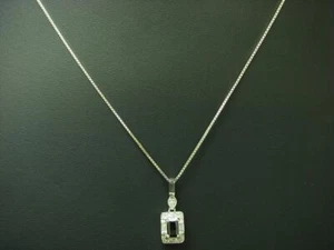 925 Argento Sterling Catena & Ciondolo Con Onice & Zirconia Carico/3,9g/45,0 CM - Foto 1 di 4