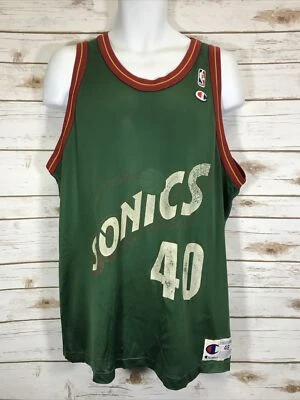 Vtg 90s Champion NBA Seattle Sonics #40 Shawn Kemp Jersey Adult Size 48 NBA W6 - Image 1 of 4