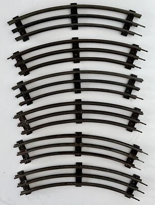 Lot of 6 ~  Post-War Lionel 3 Rail CURVED Train Tracks 9” ~ O Gauge - Image 1 of 4
