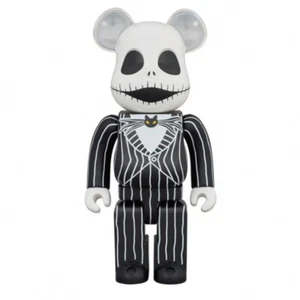 BEARBRICK Jack Skellington 100 Hellowen Doll Figure White Black Unused New - Picture 1 of 3