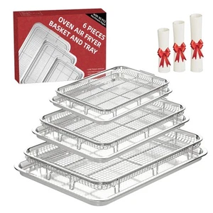 Air Fryer Basket for Oven, 3 Set Oven Air Fryer Basket and Tray Set with 90 P... - Picture 1 of 7