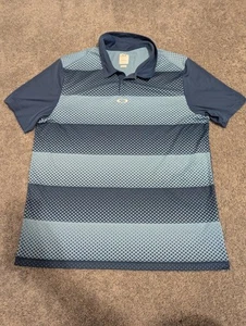 Oakley Polo Shirt Men's XL Blue Stripe  Polyester Short Sleeve - Picture 1 of 9