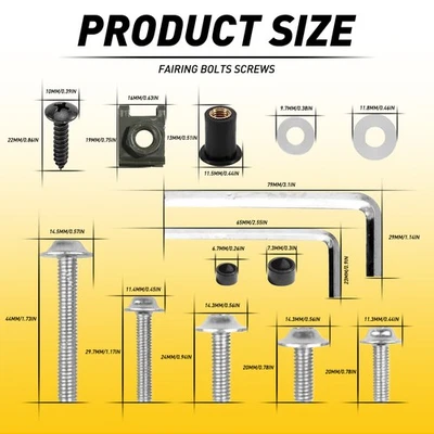 Complete 177pcs Motorcycle Fairing Screws Bolt For Set Kawasaki Silver Yamaha - Image 1 of 4