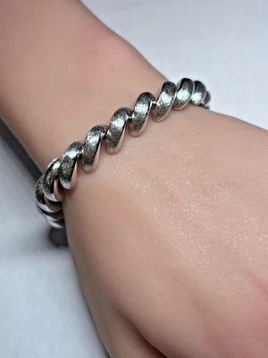 Brazalete de tenis estilo macarrones de plata esterlina hecho en Italia por Milor 23,7 g 7,25 pulgadas Foto 1 de 4