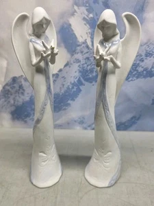 🔥Coppia Figurine Avon 9,5" Angelo della Pace Colomba Sottili Porcellana Bisque Usate - Foto 1 di 17