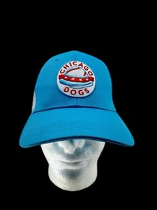 Cappello baseball Chicago Dogs blu bianco berretto camionista regolabile nuovo senza etichette logo hot dog - Foto 1 di 6