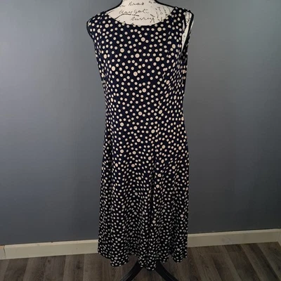 Vestido Jessica Howard Talla 2 Azul con Lunares Beige Elástico Foto 1 de 4