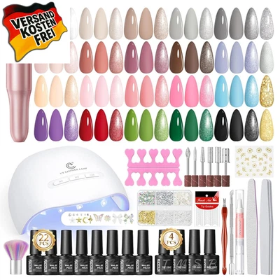 Gel Nägel Set Lampe 22 Farben UV Nagellack Elektrischer Nagelfräser Starterset B