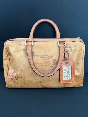Bolso de Mano ALVIERO MARTINI 1A CLASSE BRONCEADO Hecho en Italia Cuero Tostado Mapa. Vintage  Foto 1 de 4