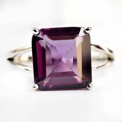 Anello in argento sterling 925 radiante multicolore alessandrite naturale da ... - Immagine 1 di 4