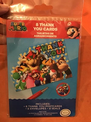 Super Mario 8 Thank You Postcards -New - Image 1 of 2