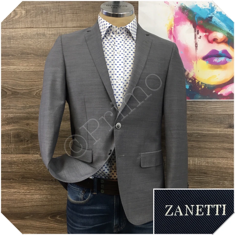 ZANETTI Mens Blazer Sport Coat Casual Jacket Size 40S Slim Fit Wool Suit - Image 1 of 4