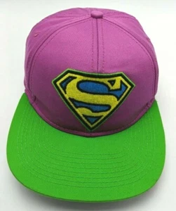 SUPERMAN hat purple green adjustable snapback cap wide brim child youth size - Picture 1 of 8